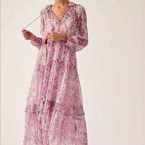 Anthropologie Marais Printed Chiffon Maxi Dress
